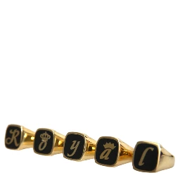 Gold Brass ROYAL Enamel Set of 5 Ring