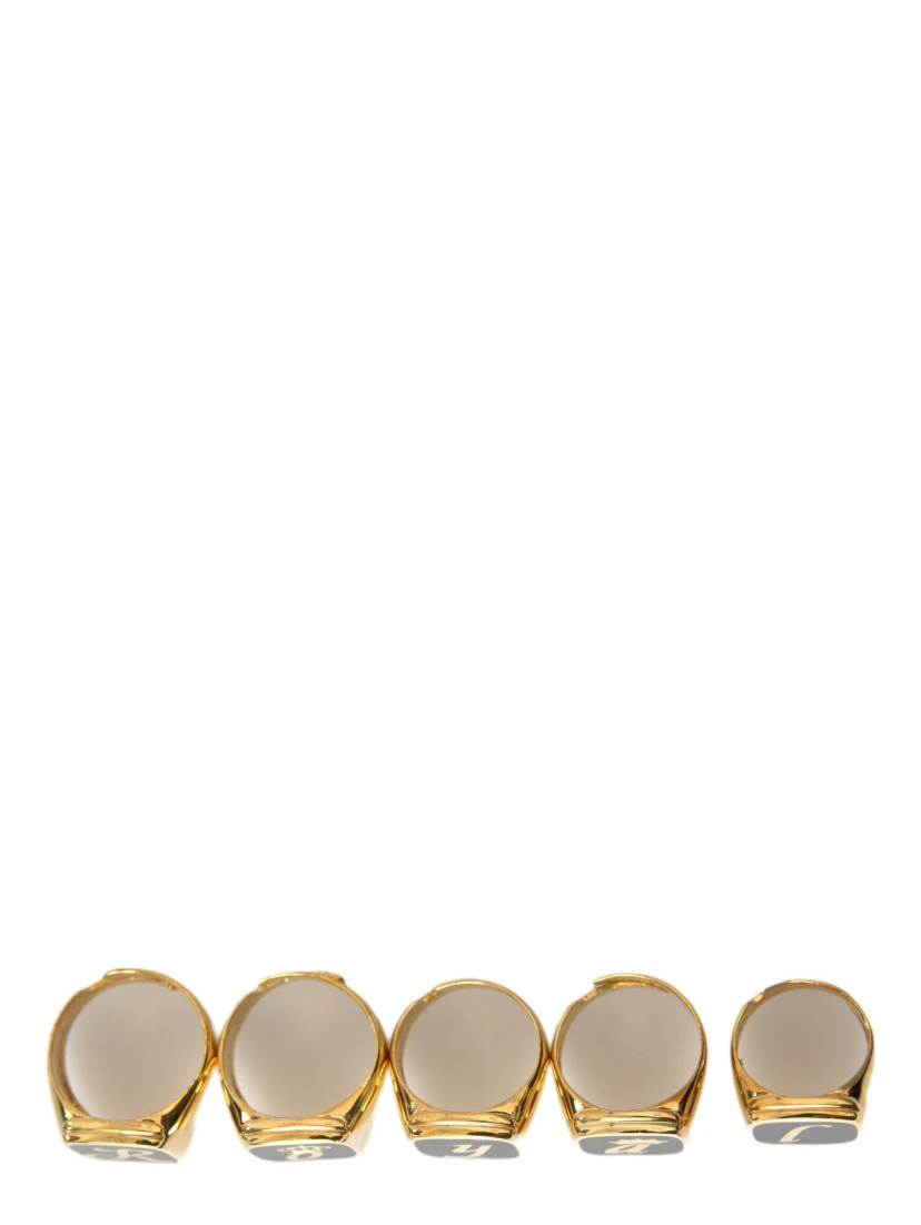 Gold Brass ROYAL Enamel Set of 5 Ring