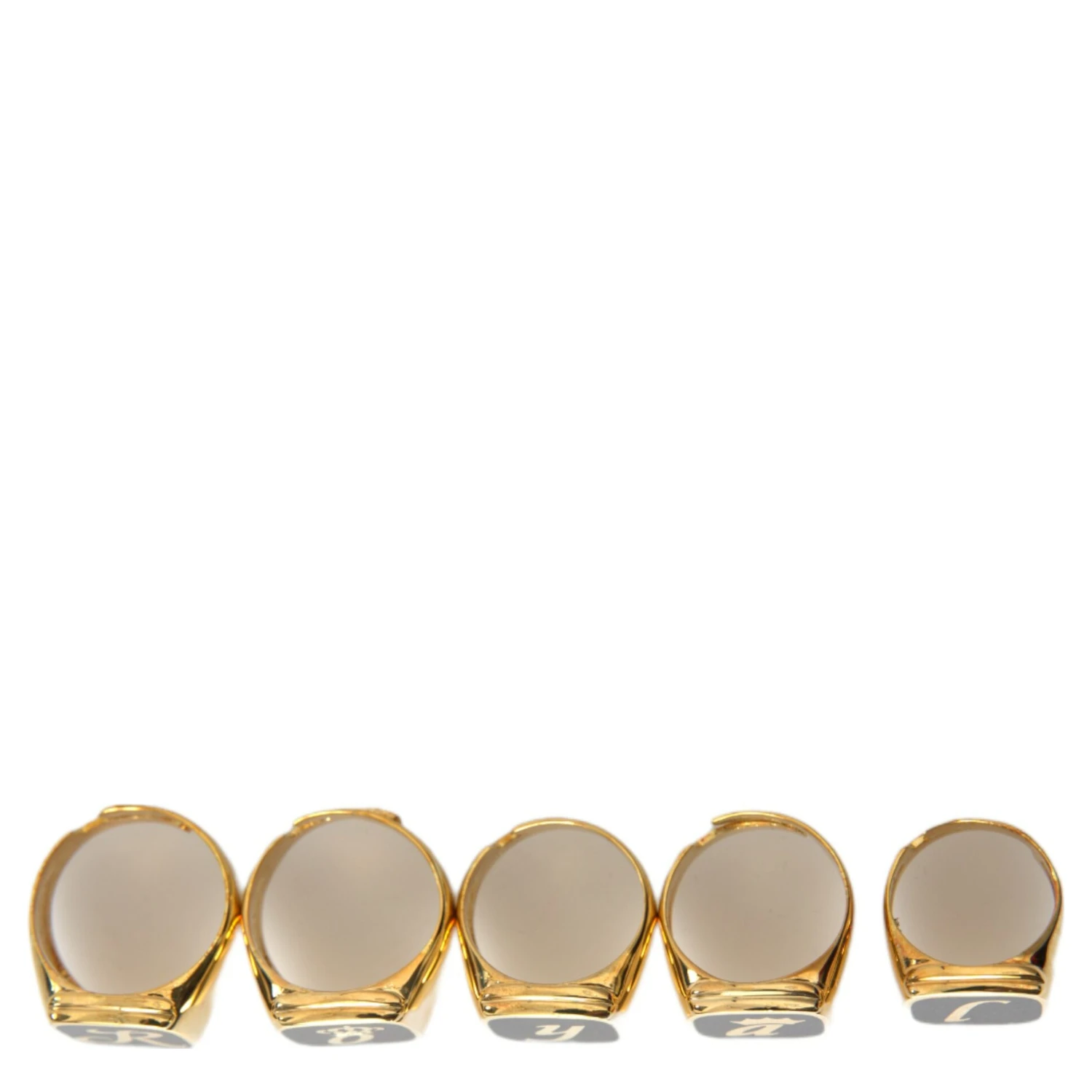 Gold Brass ROYAL Enamel Set of 5 Ring