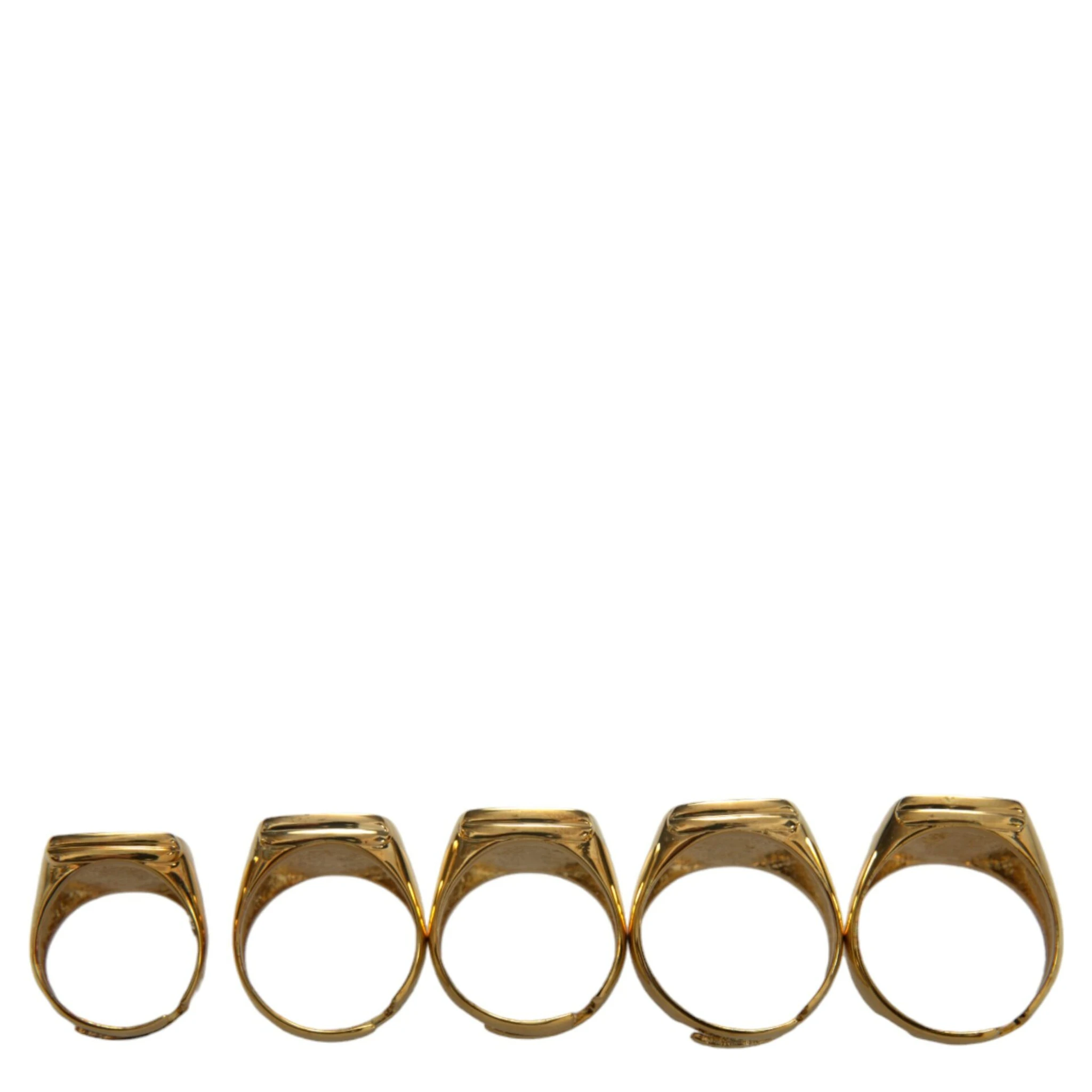 Gold Brass ROYAL Enamel Set of 5 Ring