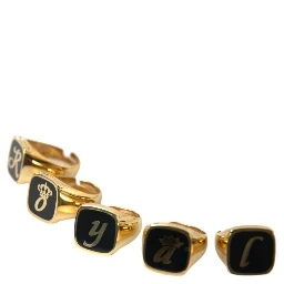 Gold Brass ROYAL Enamel Set of 5 Ring