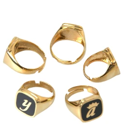 Gold Brass ROYAL Enamel Set of 5 Ring