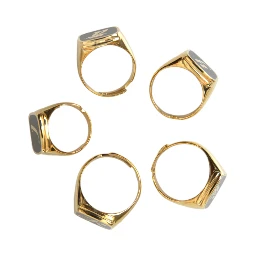 Gold Brass ROYAL Enamel Set of 5 Ring