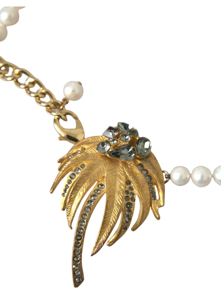 Gold Brass Crystal Pearl Tree Pendant Charm Necklace alternative