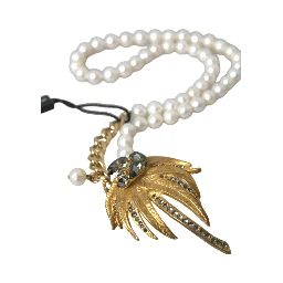 Gold Brass Crystal Pearl Tree Pendant Charm Necklace