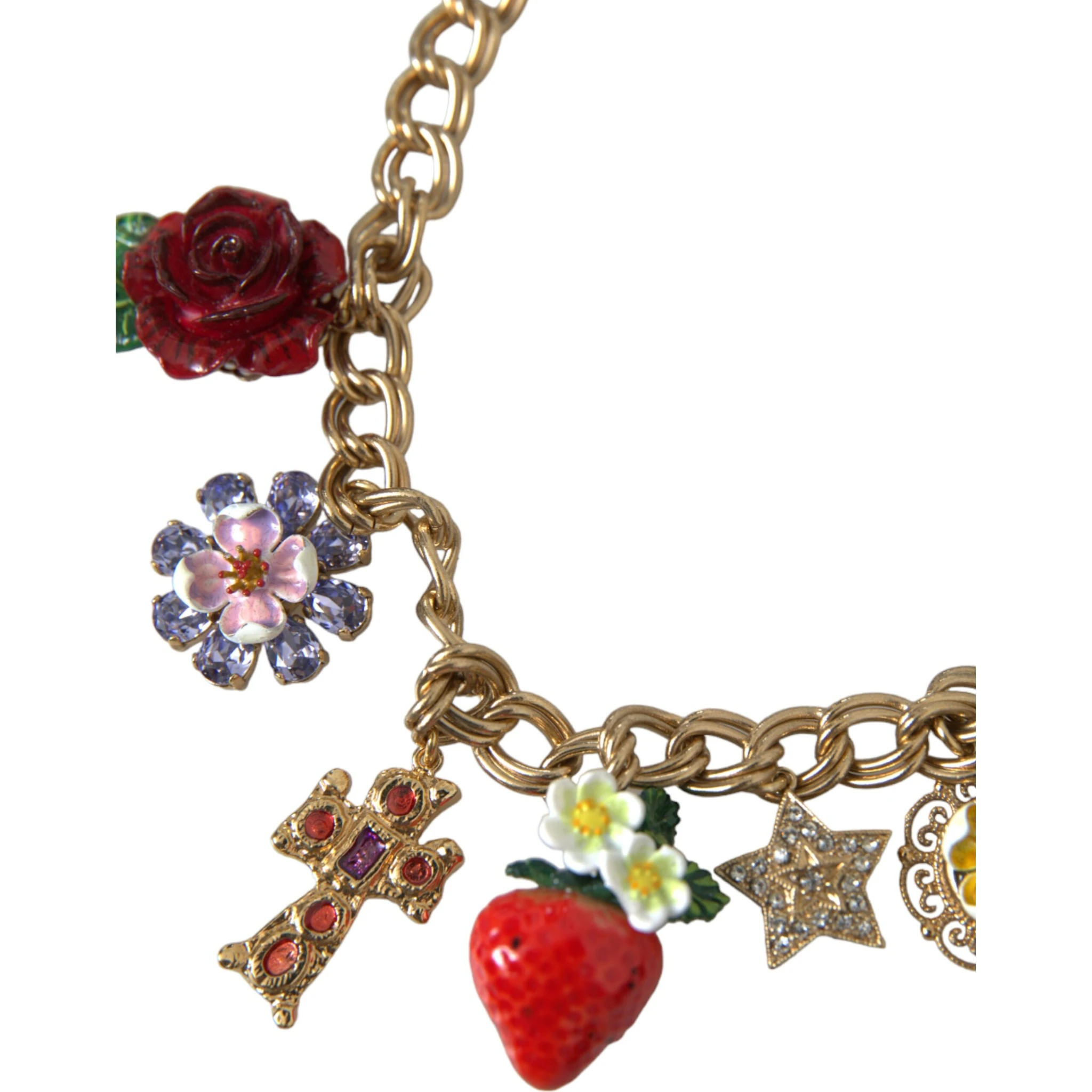 Gold Chain Rose Cross Strawberry Star Pendant Necklace