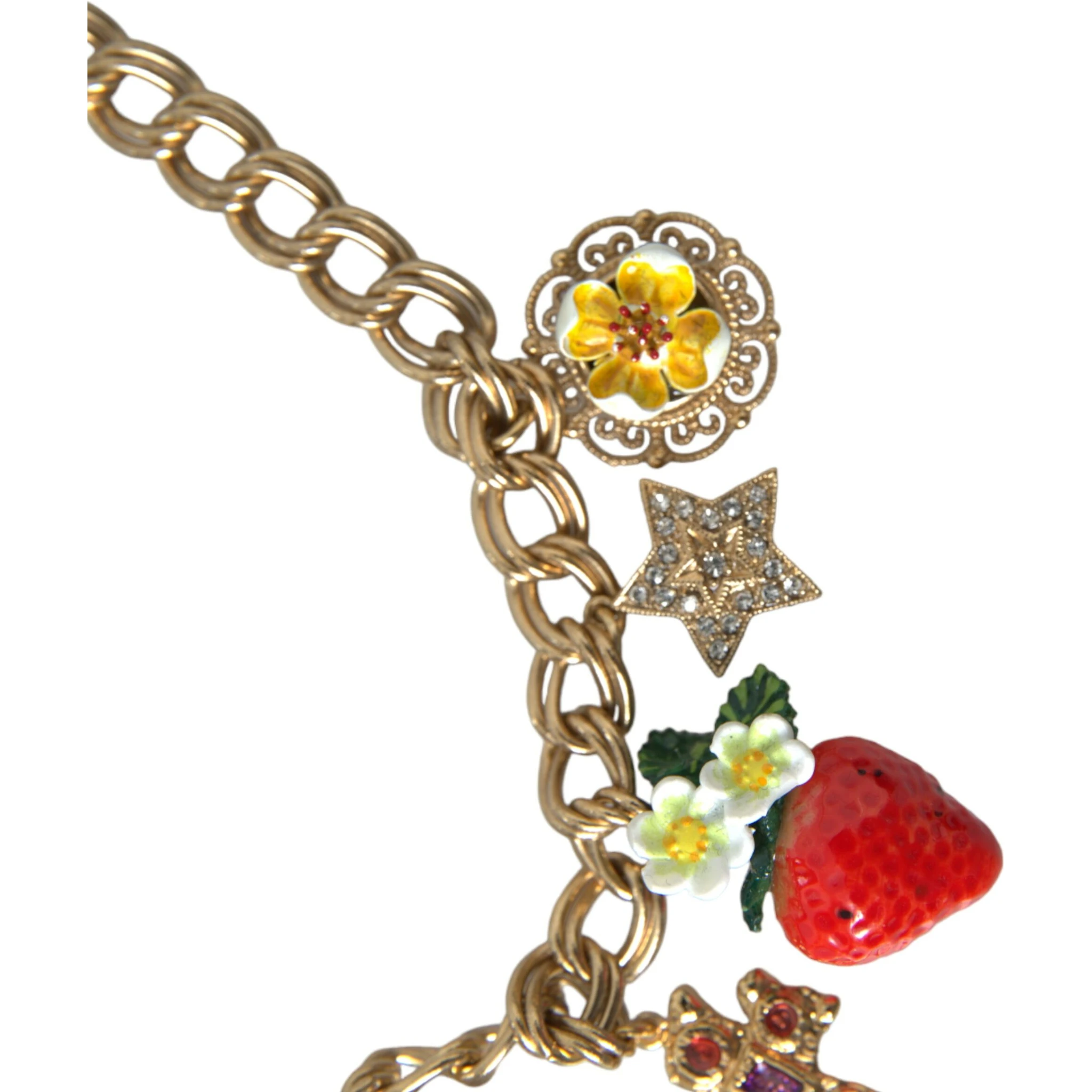 Gold Chain Rose Cross Strawberry Star Pendant Necklace