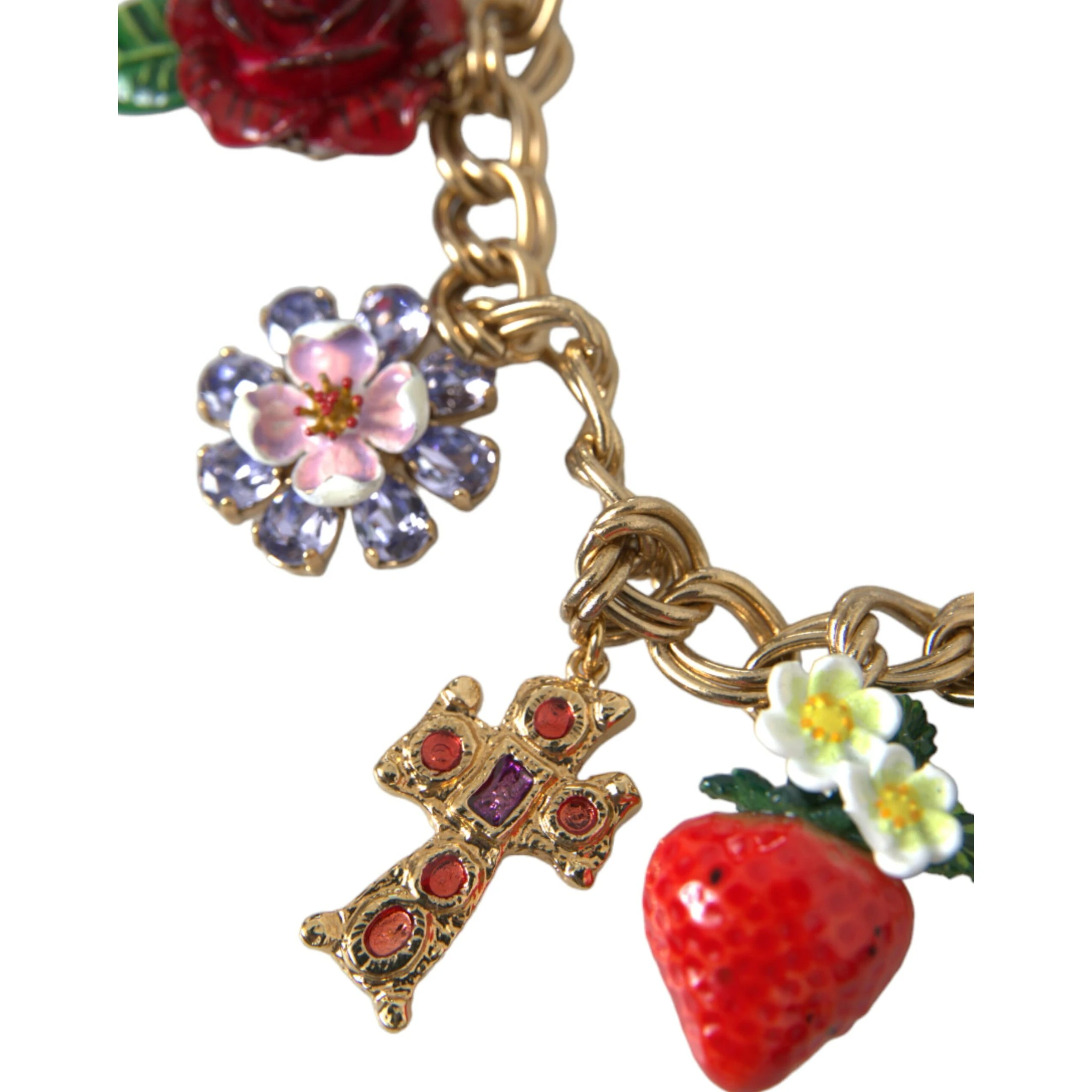 Gold Chain Rose Cross Strawberry Star Pendant Necklace