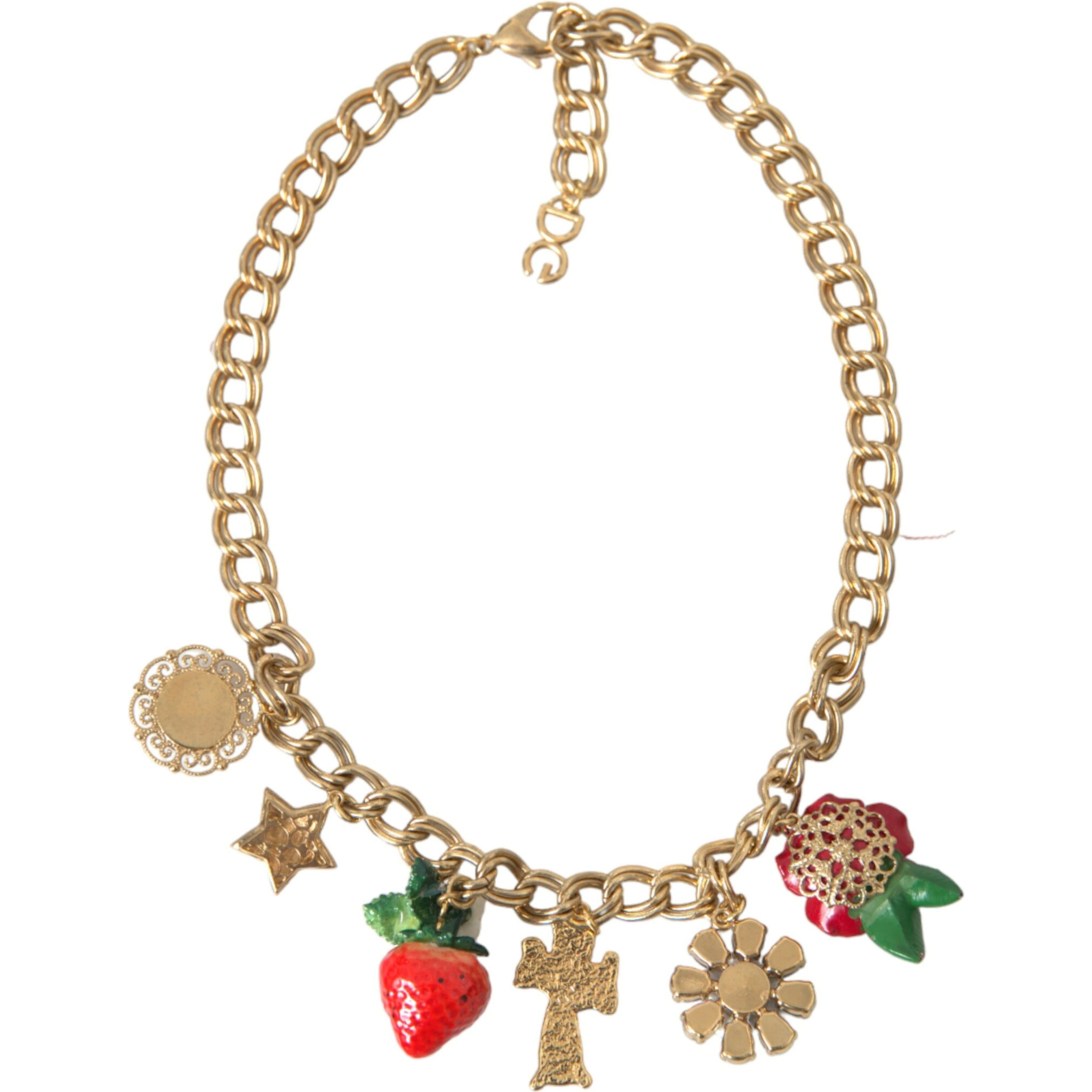 Gold Chain Rose Cross Strawberry Star Pendant Necklace