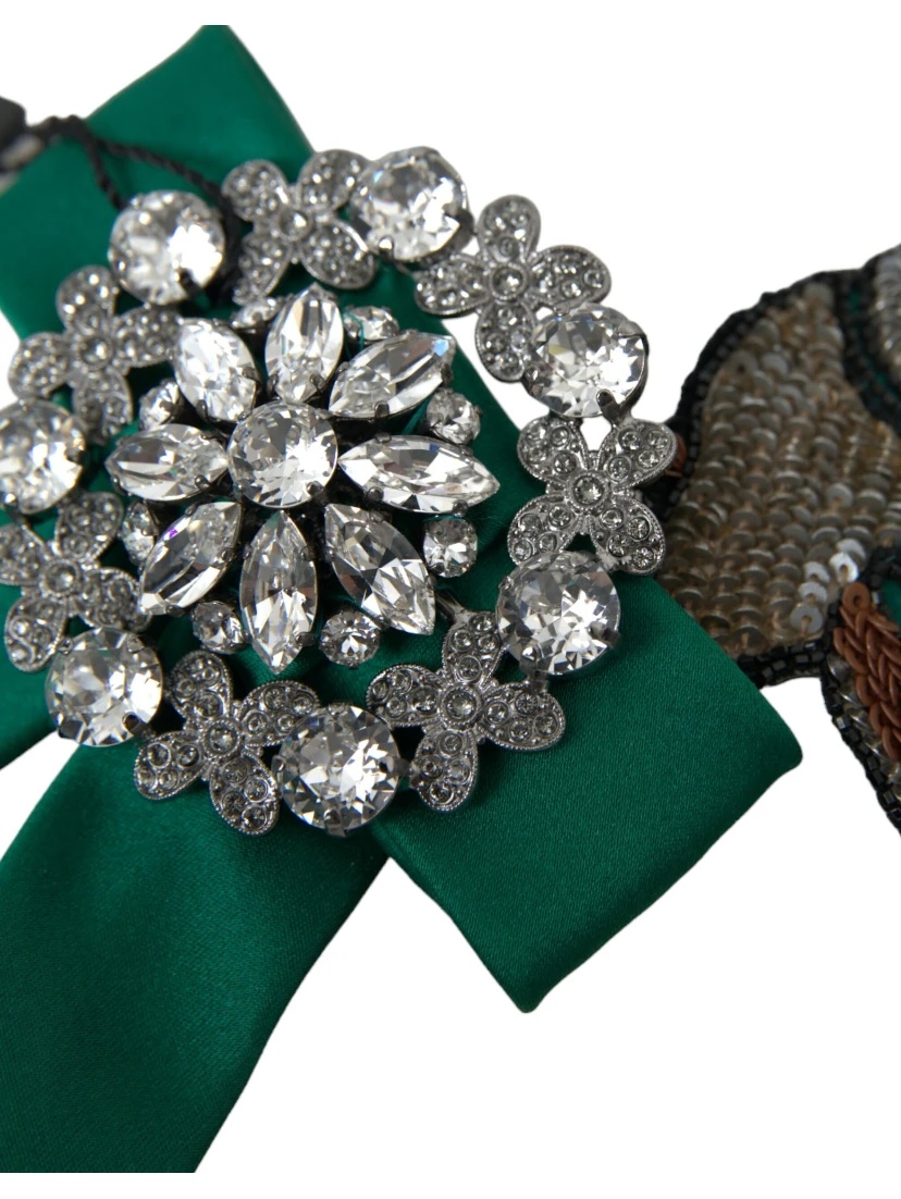 Green Satin Bird Crystal Women Hair Clip