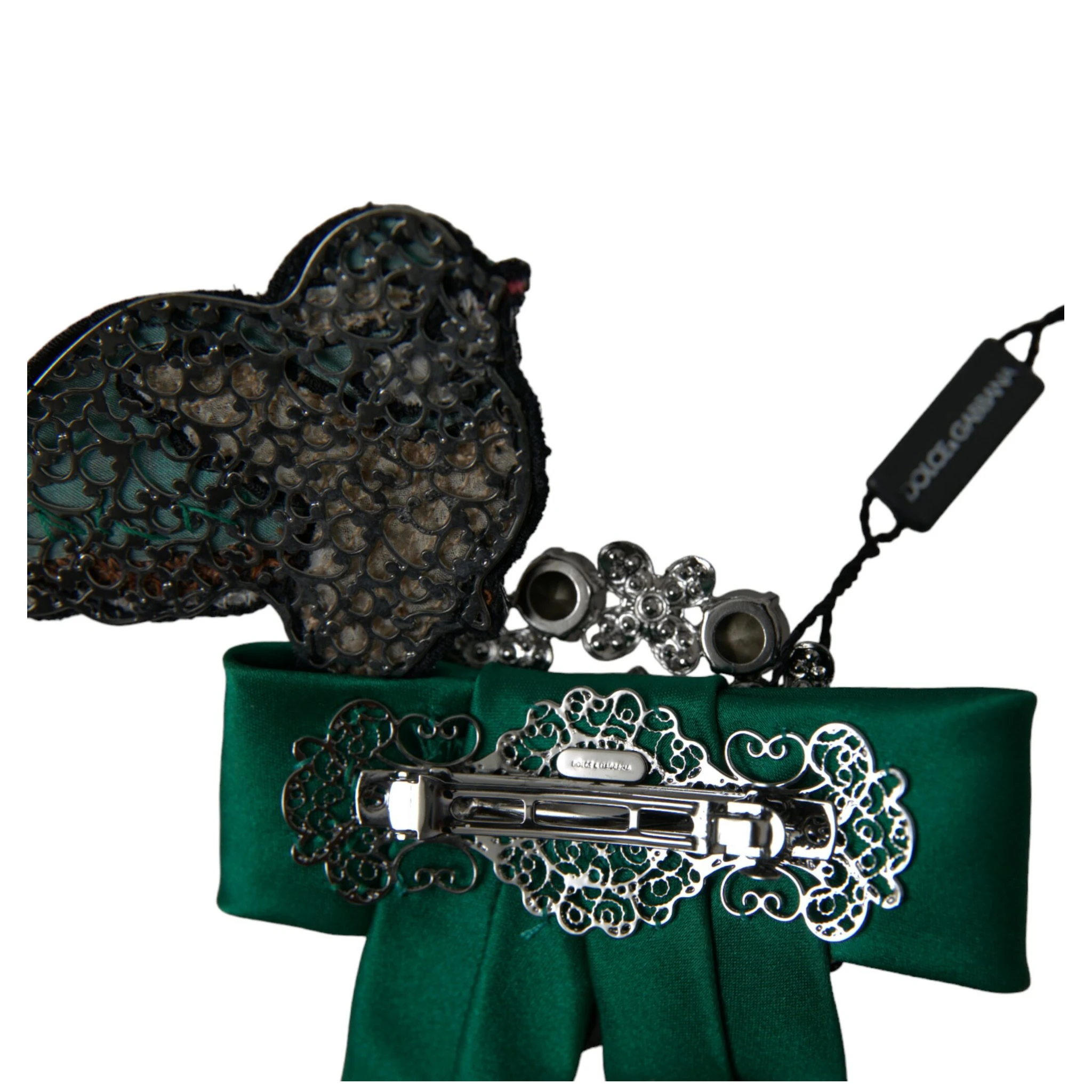 Green Satin Bird Crystal Women Hair Clip