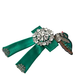 Green Satin Bird Crystal Women Hair Clip