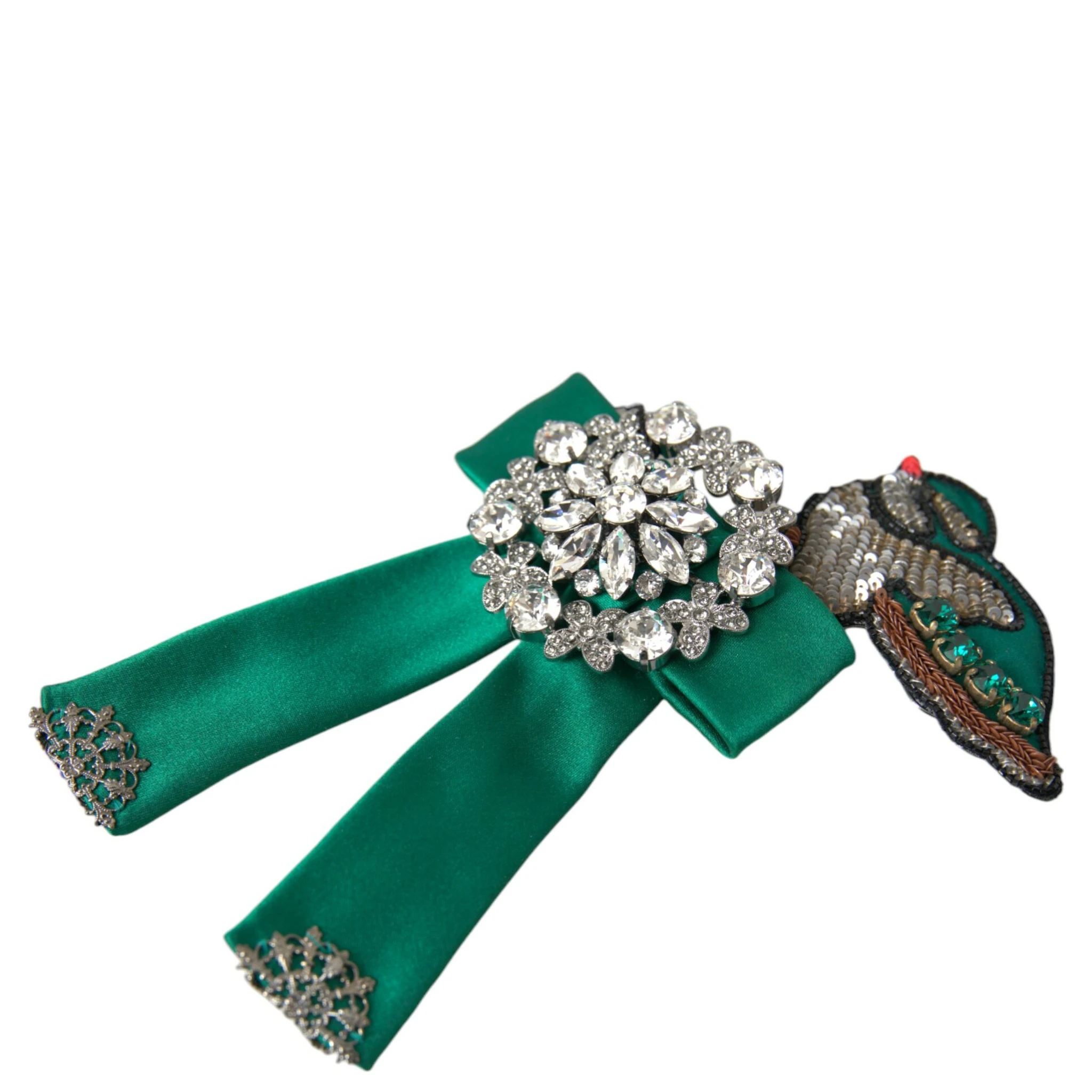 Green Satin Bird Crystal Women Hair Clip