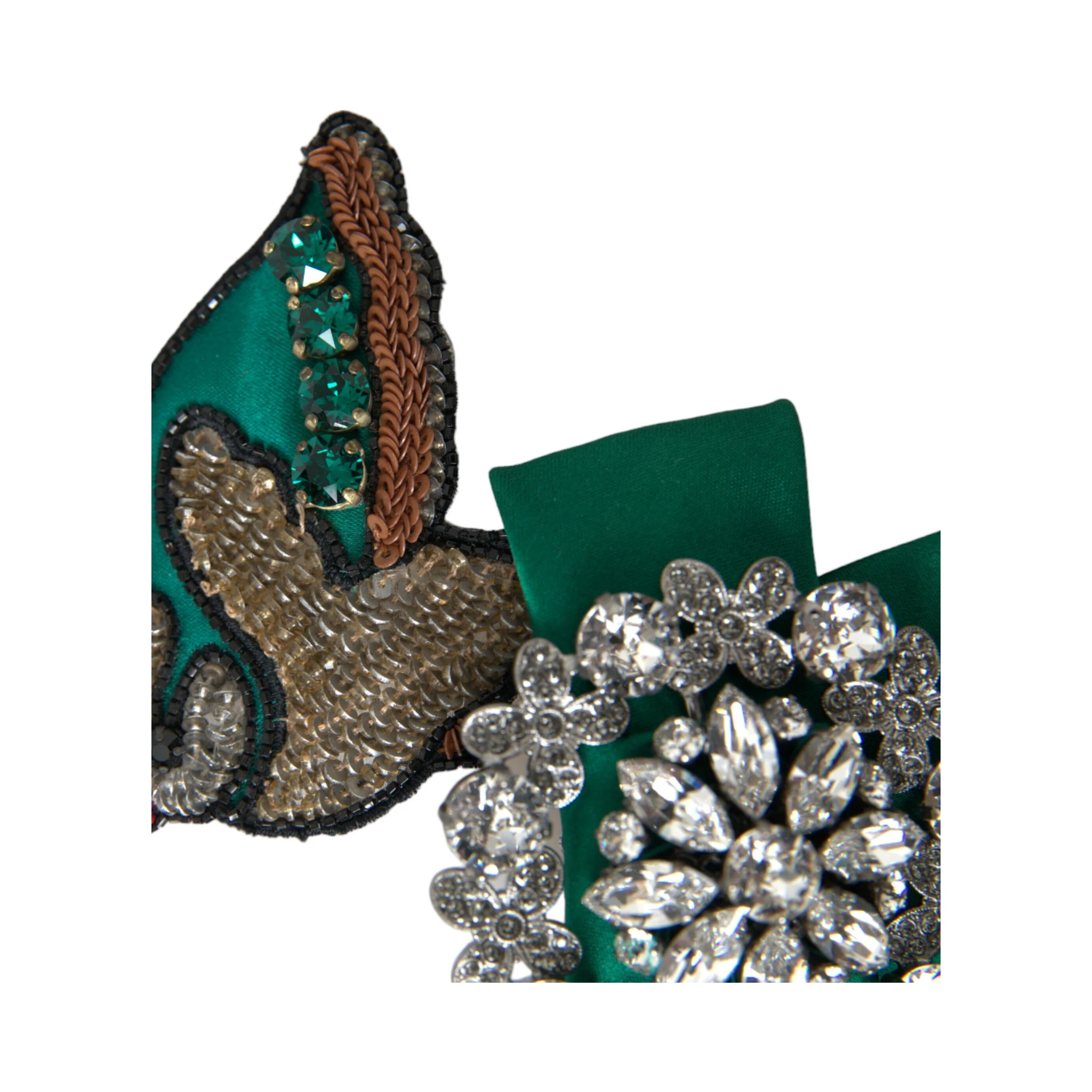 Green Satin Bird Crystal Women Hair Clip