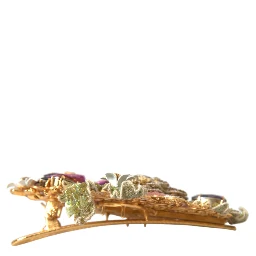 Gold Brass Floral Crystal Sequined Hair Clip
