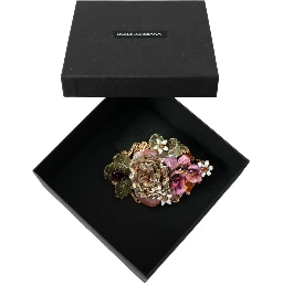 Gold Brass Floral Crystal Sequined Hair Clip