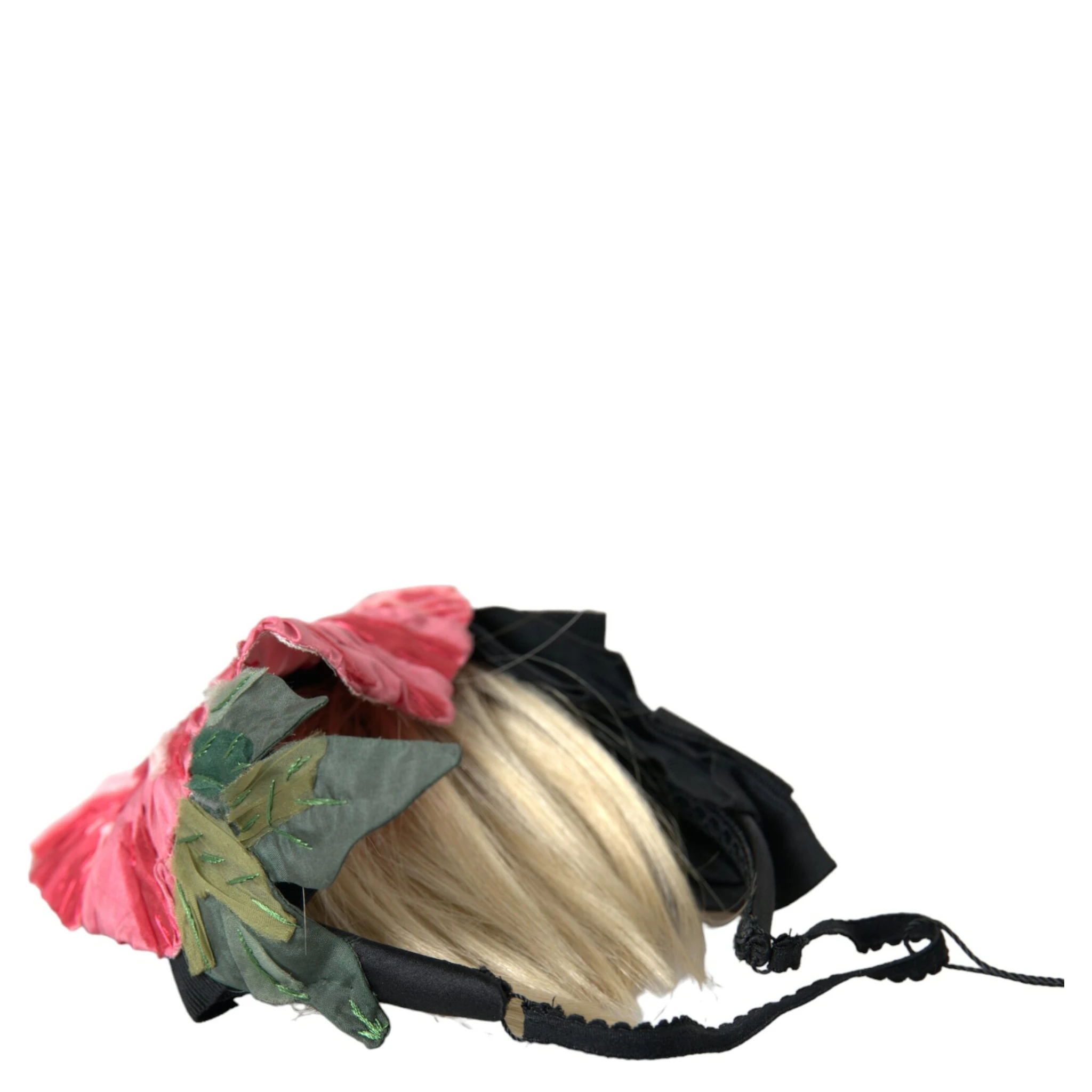 Black Viscose White Hair Parrucchiera Headband Diadem