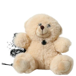 Beige Teddy Bear Mesh Net Band Hair Clip