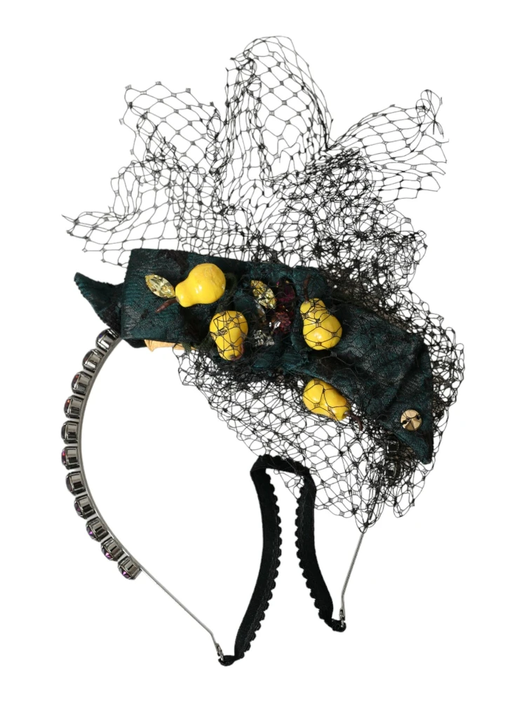 Black Lemons Sicily Purple Crystal Net Headband Diadem