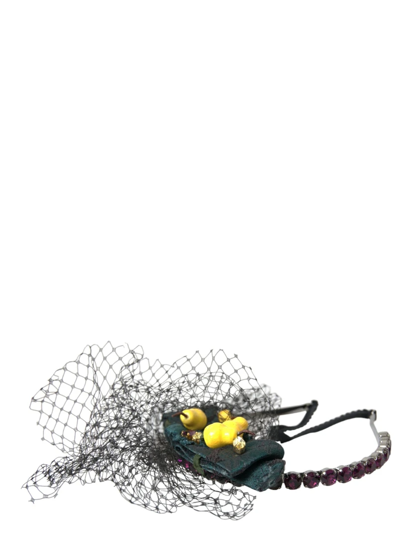 Black Lemons Sicily Purple Crystal Net Headband Diadem