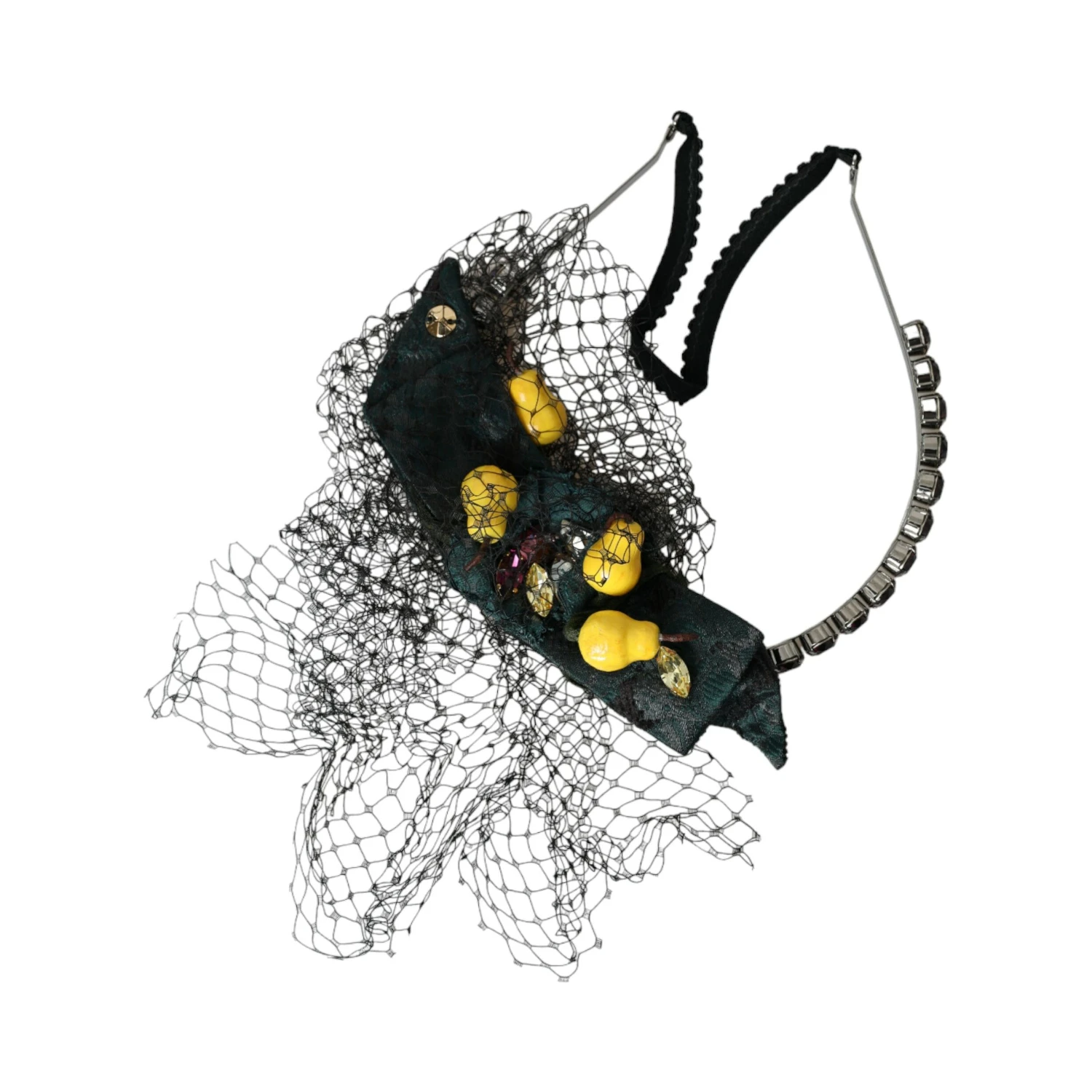 Black Lemons Sicily Purple Crystal Net Headband Diadem