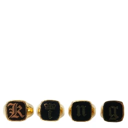 Gold Brass KING Enamel Set of 4 Ring