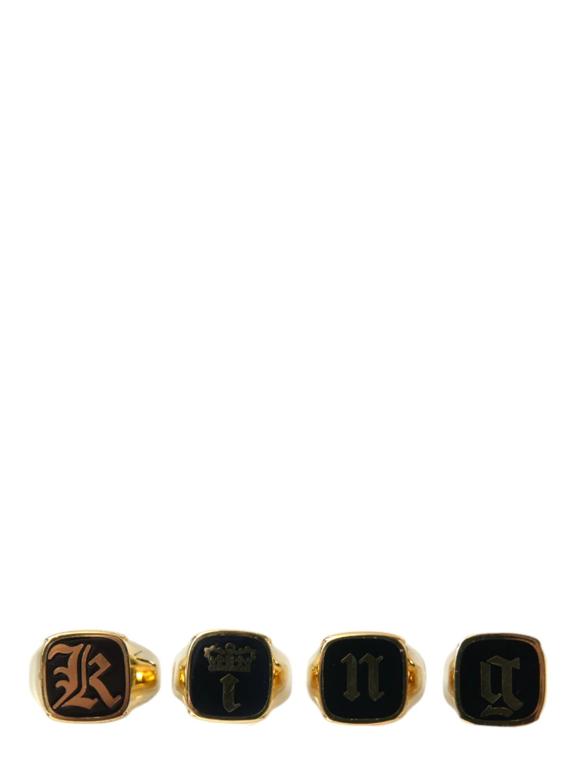 Gold Brass KING Enamel Set of 4 Ring