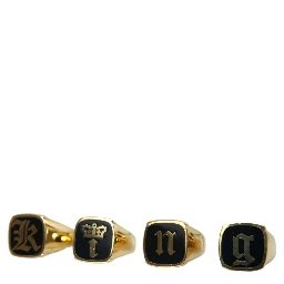 Gold Brass KING Enamel Set of 4 Ring