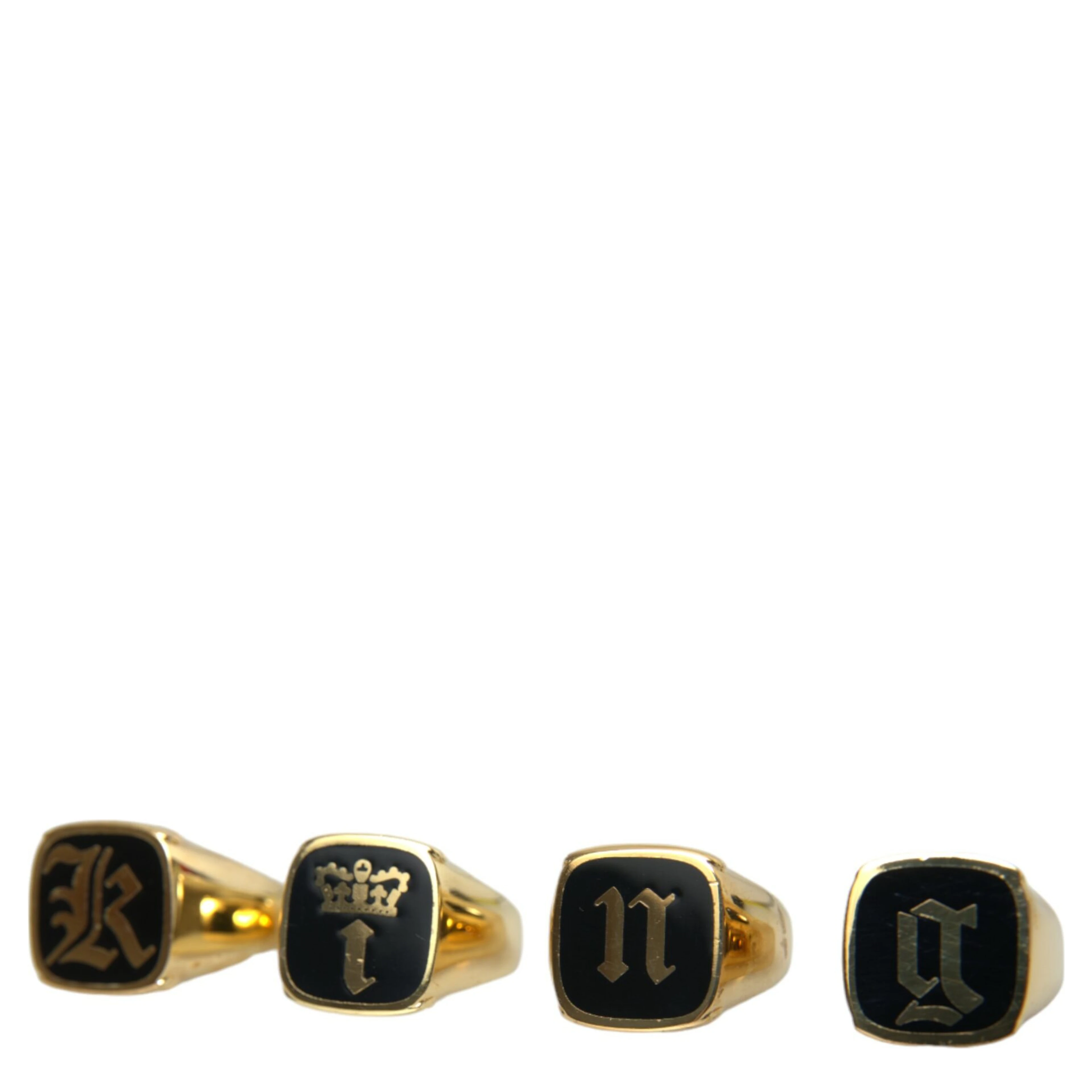 Gold Brass KING Enamel Set of 4 Ring