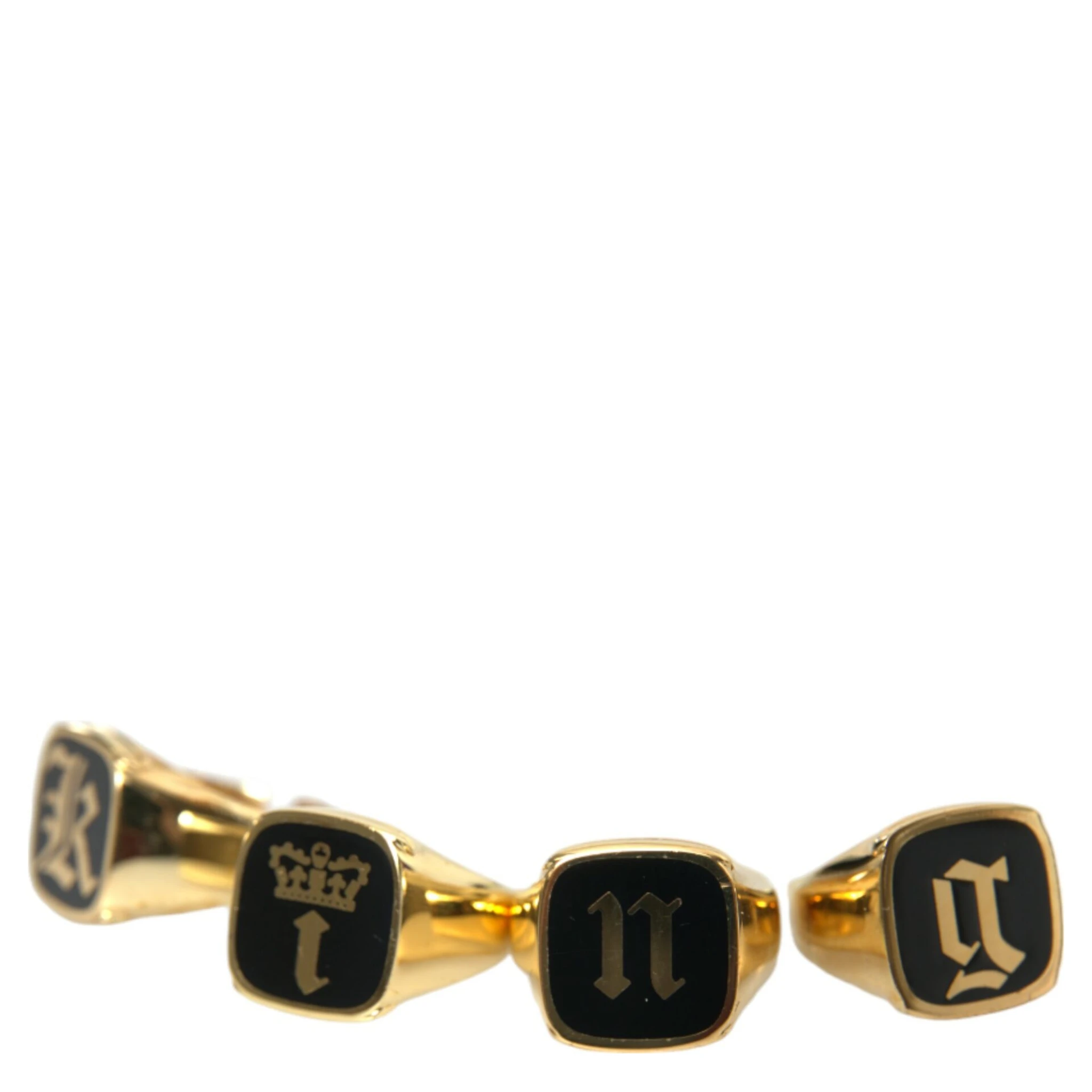 Gold Brass KING Enamel Set of 4 Ring