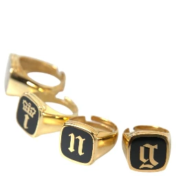 Gold Brass KING Enamel Set of 4 Ring