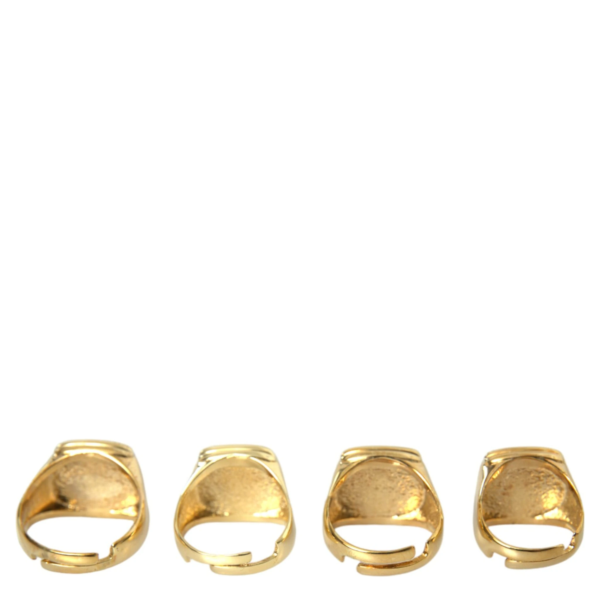 Gold Brass KING Enamel Set of 4 Ring