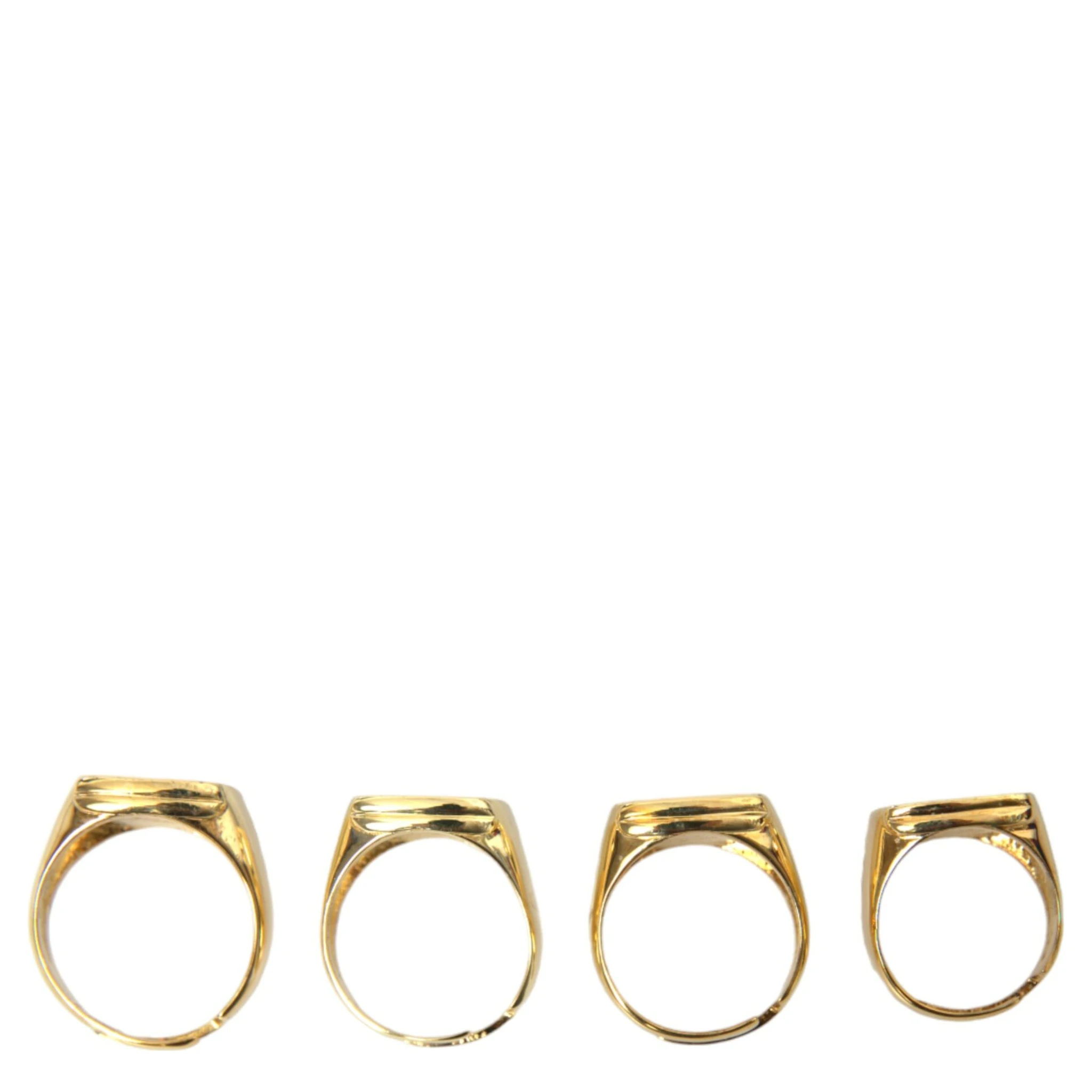 Gold Brass KING Enamel Set of 4 Ring