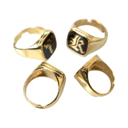Gold Brass KING Enamel Set of 4 Ring