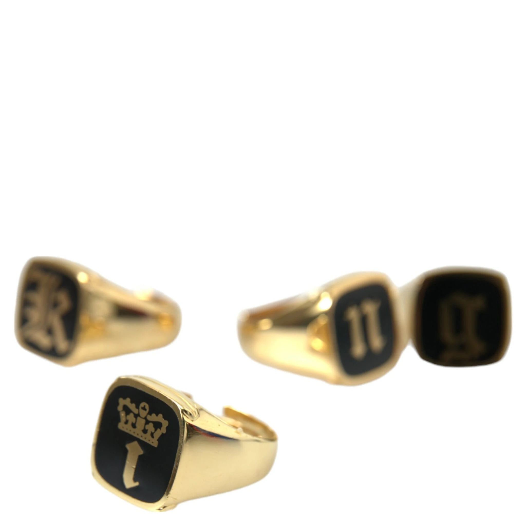 Gold Brass KING Enamel Set of 4 Ring
