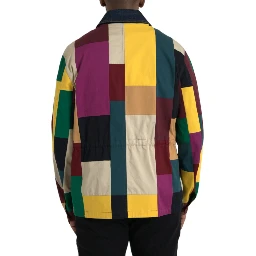Multicolor Patchwork Cotton Collared Jacket
