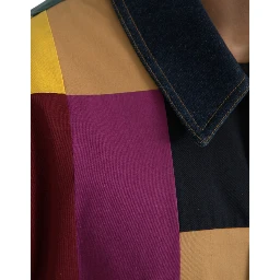 Multicolor Patchwork Cotton Collared Jacket