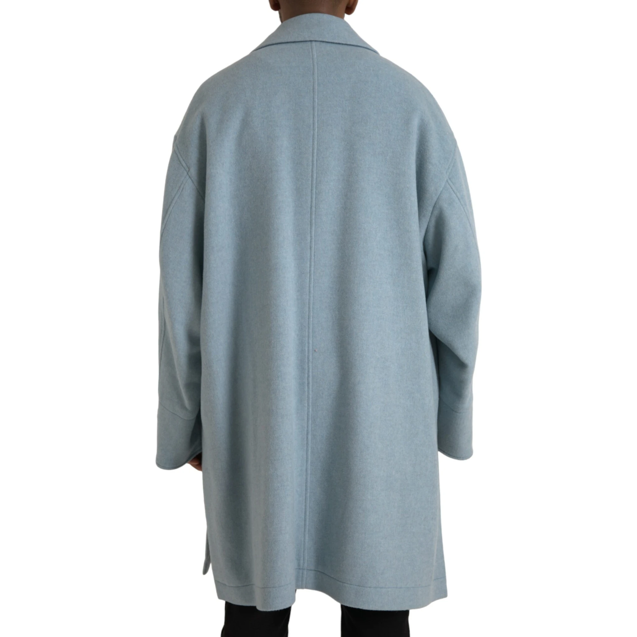 Light Blue Wool Button Trench Coat Jacket