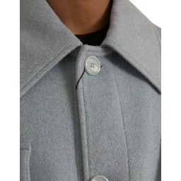 Light Blue Wool Button Trench Coat Jacket