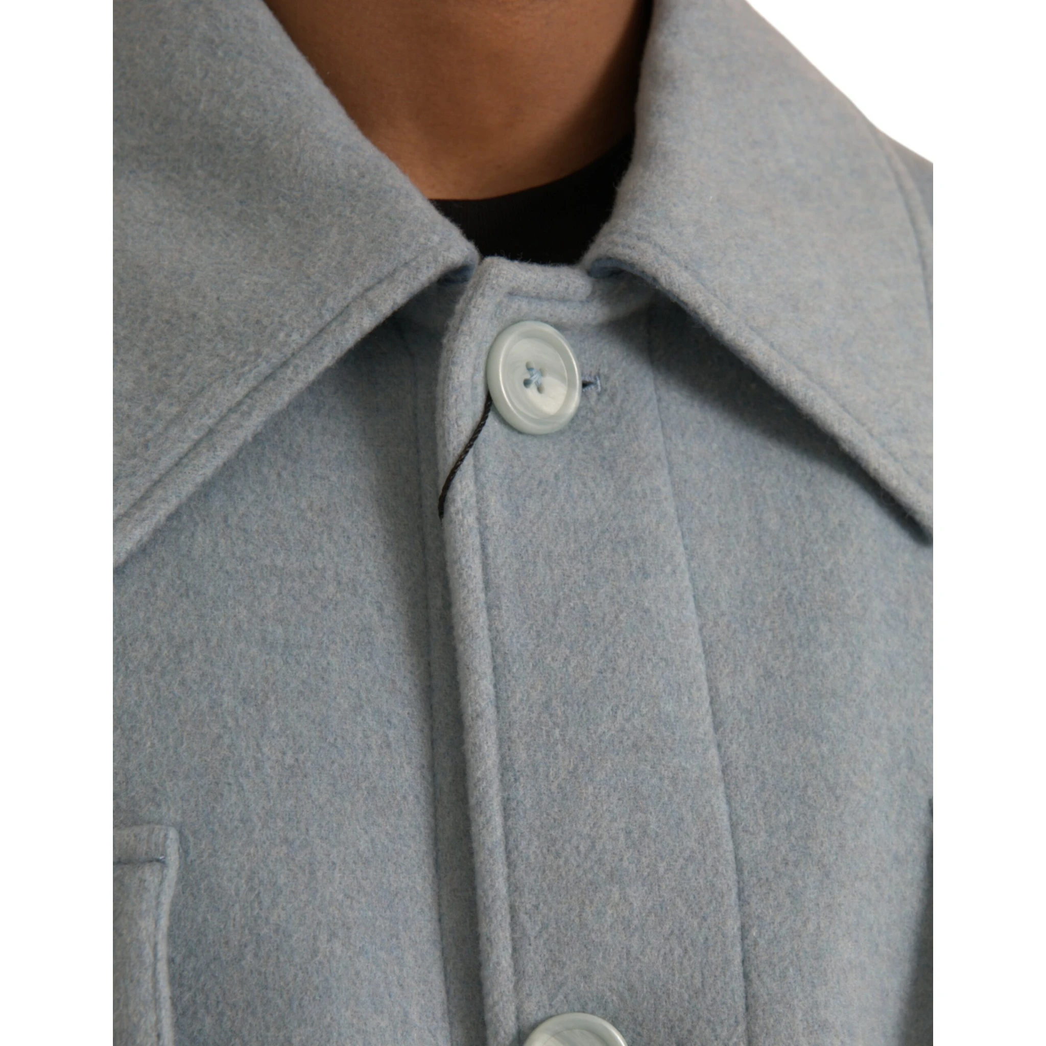 Light Blue Wool Button Trench Coat Jacket