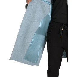 Light Blue Wool Button Trench Coat Jacket