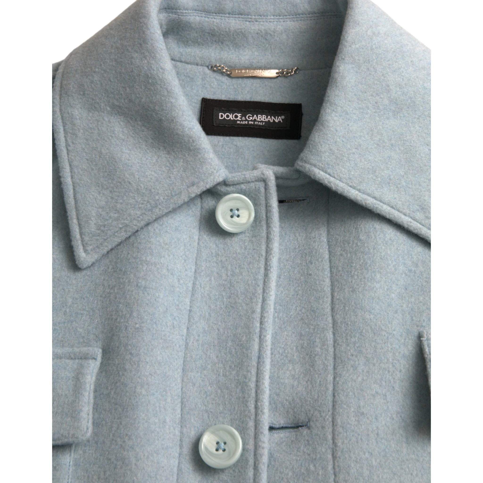 Light Blue Wool Button Trench Coat Jacket