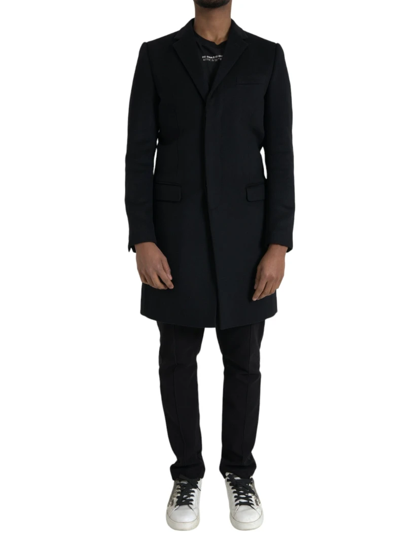 Black Single Breasted Trench Coat Jacket