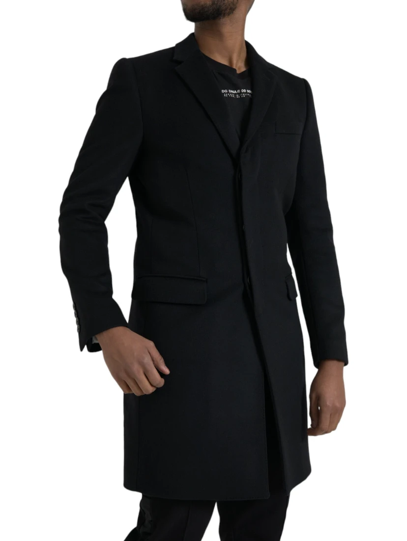 Black Single Breasted Trench Coat Jacket