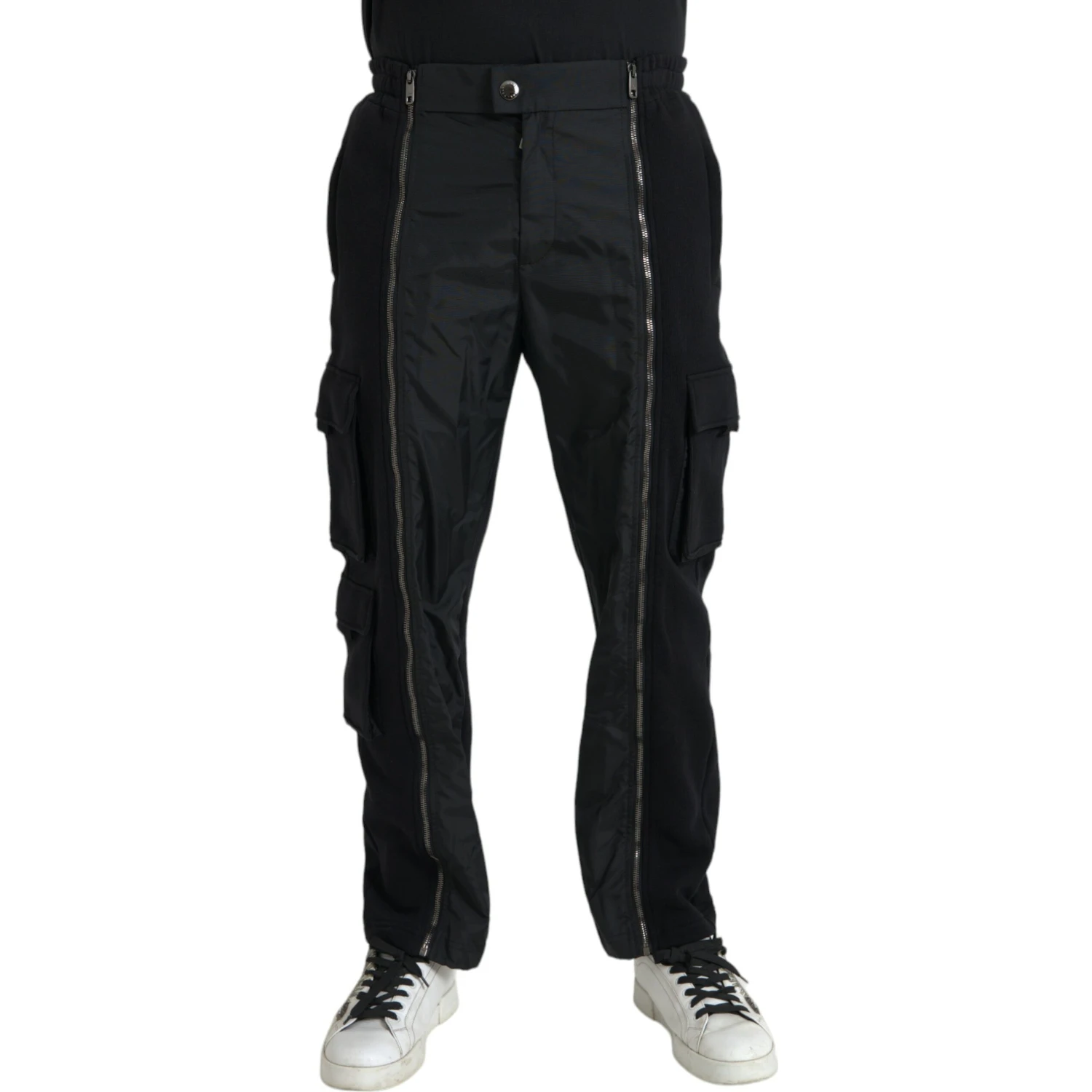 Black Cotton Blend Skinny Pants