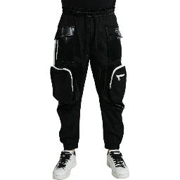 Black Nylon Cargo Jogger Men Sweatpants Pants