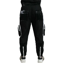 Black Nylon Cargo Jogger Men Sweatpants Pants