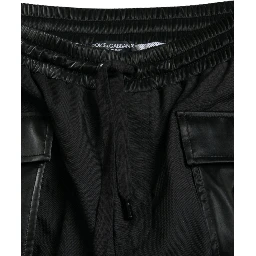 Black Nylon Cargo Jogger Men Sweatpants Pants
