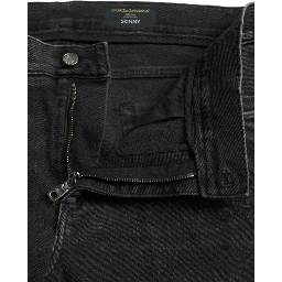 Gray Cotton Stretch Skinny Denim Logo Jeans