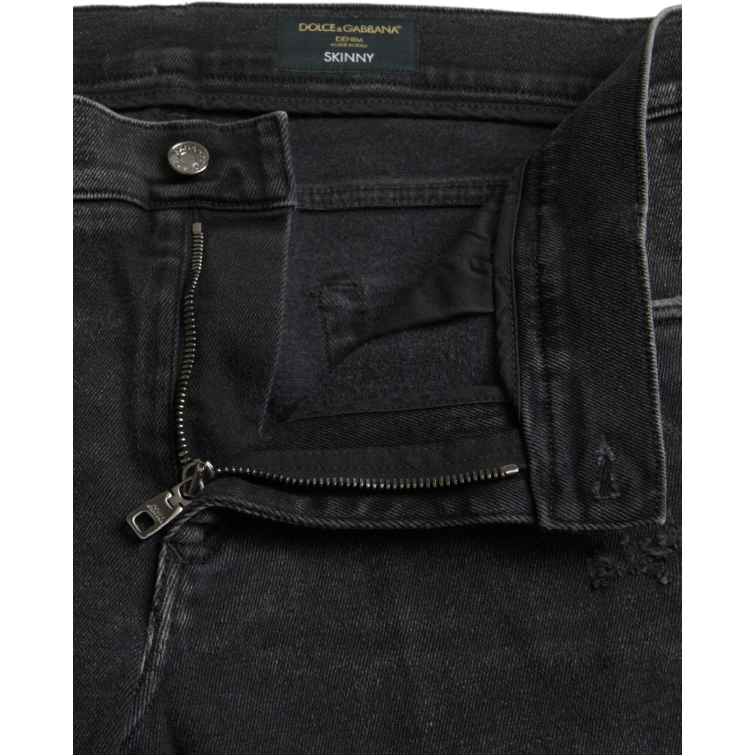 Gray Cotton Stretch Skinny Denim Logo Jeans